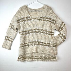 Free People Oversized Tonal Stripe Loose Knit Sweater